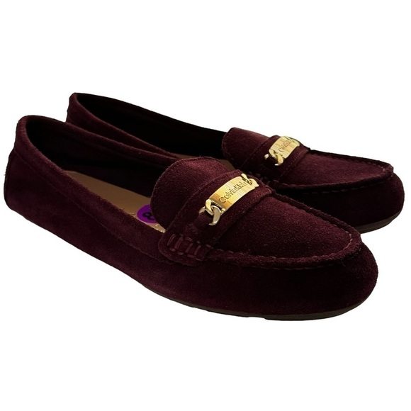 NWT Calvin Klein Lunasi Suede Leather Loafers Dark Cranberry size 8.5 - Picture 7 of 13